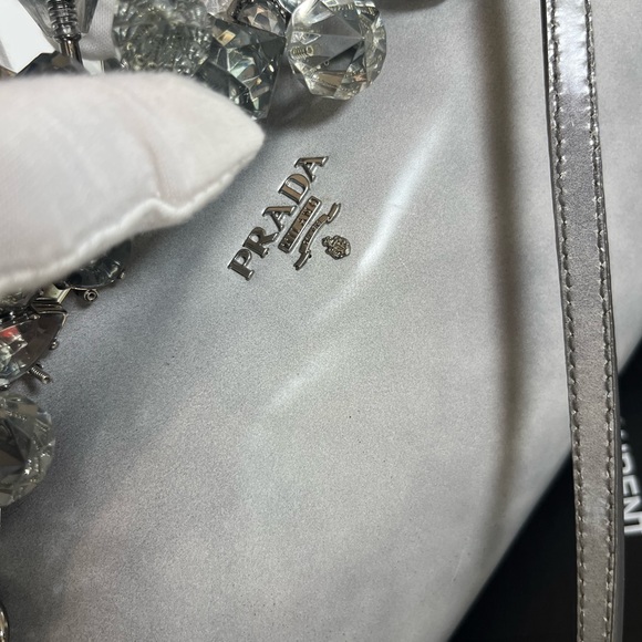 PRADA Spazzolato Crystal Encrusted Clutch in Gray- a rare masterpiece ๐๐ - Picture 6 of 9